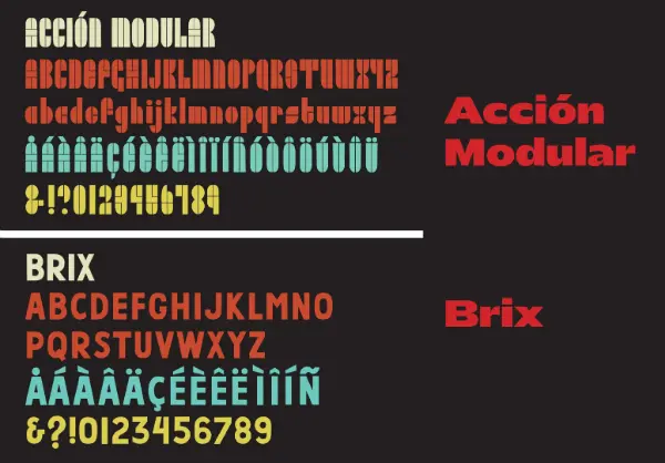 Animated gif. Specimens of fonts by the  Justseeds Open Type Project