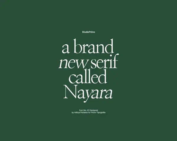 Animated gif. Specimen of the Studio Provo  Free  Font: Nayara Serif
